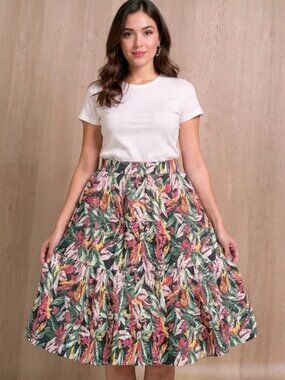 Metro Wear Metrowear Large Linen Rayon Tiered Skirt Fall Leaf #2